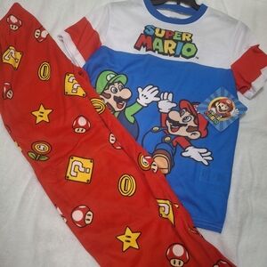 Nintendo Super Mario Red and Blue Kids Pajama Set